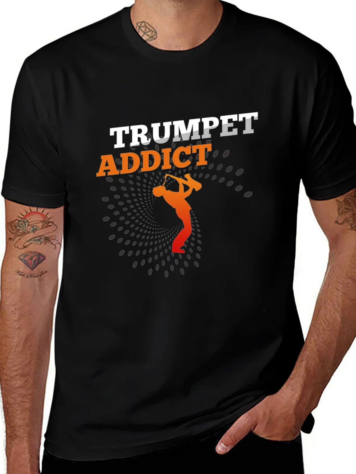 Trumpet Addict Black Graphic Tee - Music Lover T-Shirt product image 1