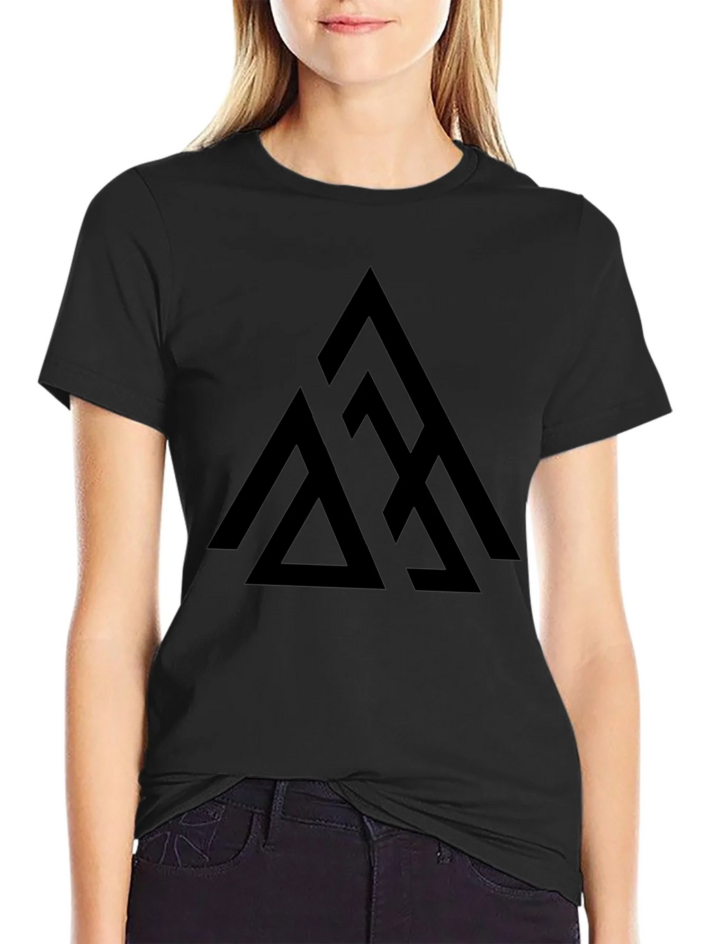 Geometric Triangle Graphic Tee - Black product image 2