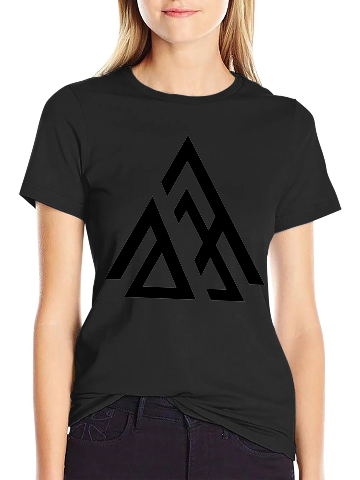 Geometric Triangle Graphic Tee - Black product image 2