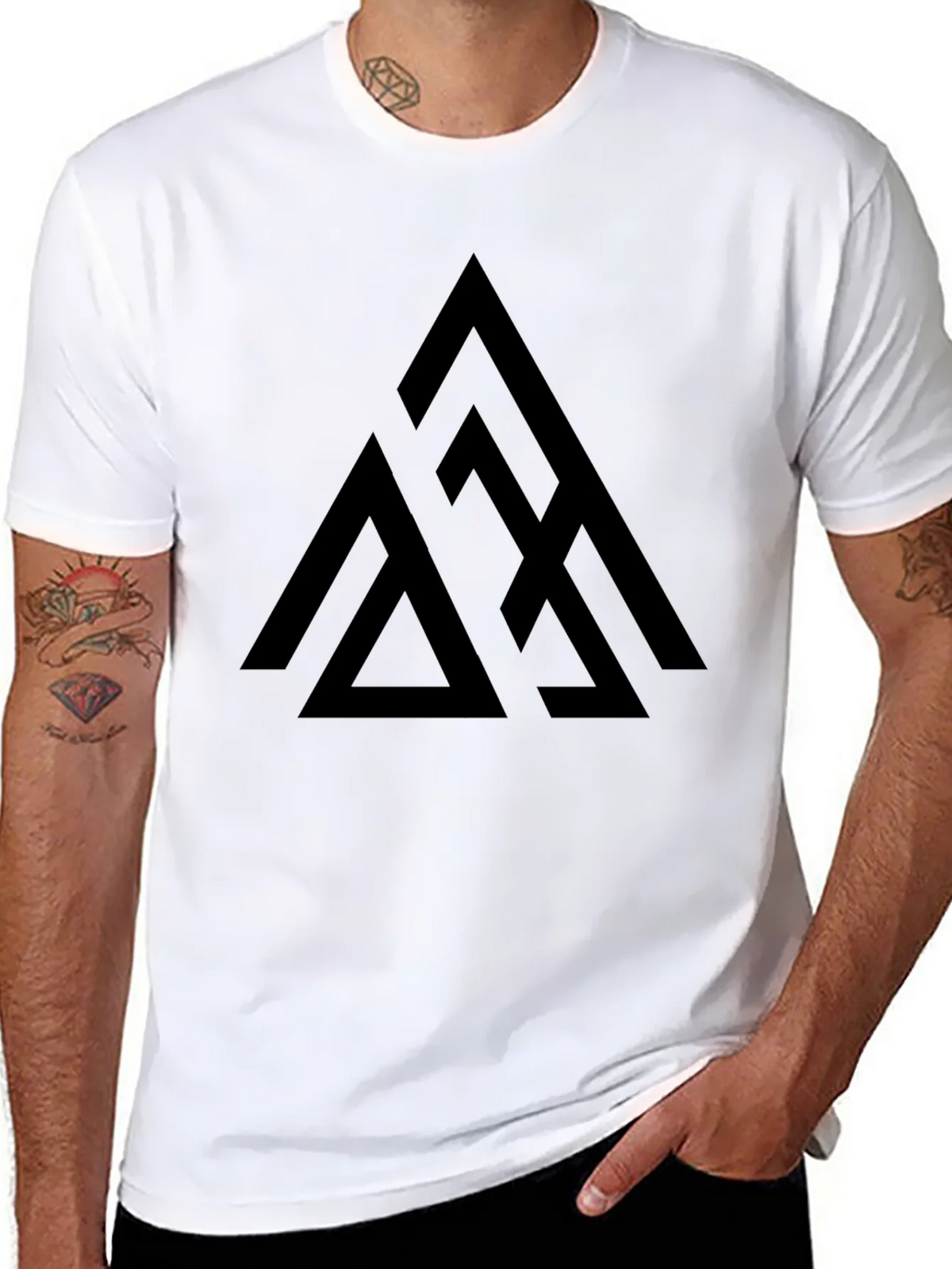 Geometric Triangle Graphic Tee - Black product image 7