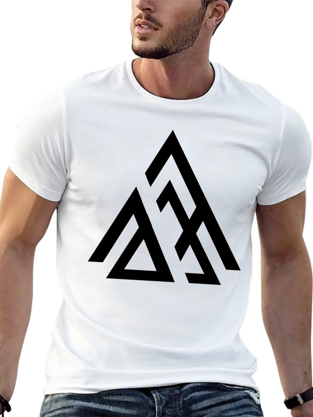 Geometric Triangle Graphic Tee - Black product image 12
