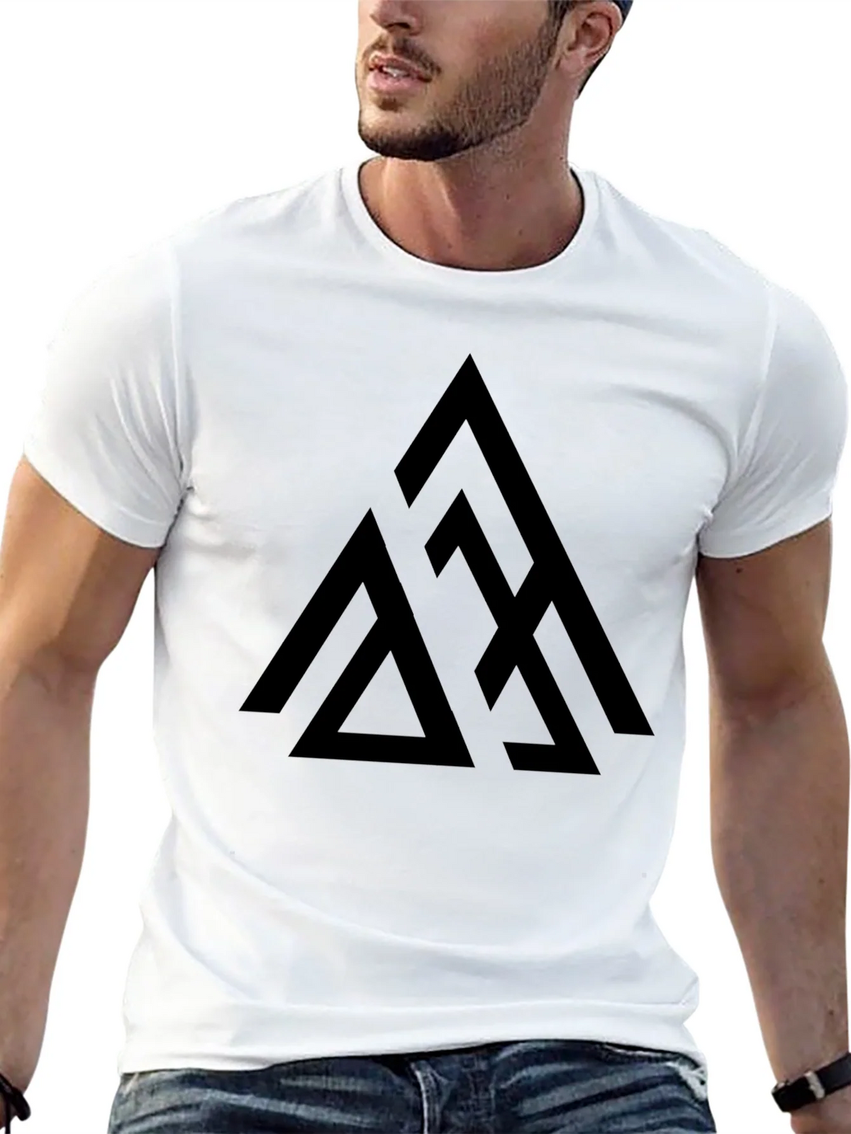 Geometric Triangle Graphic Tee - Black product image 12
