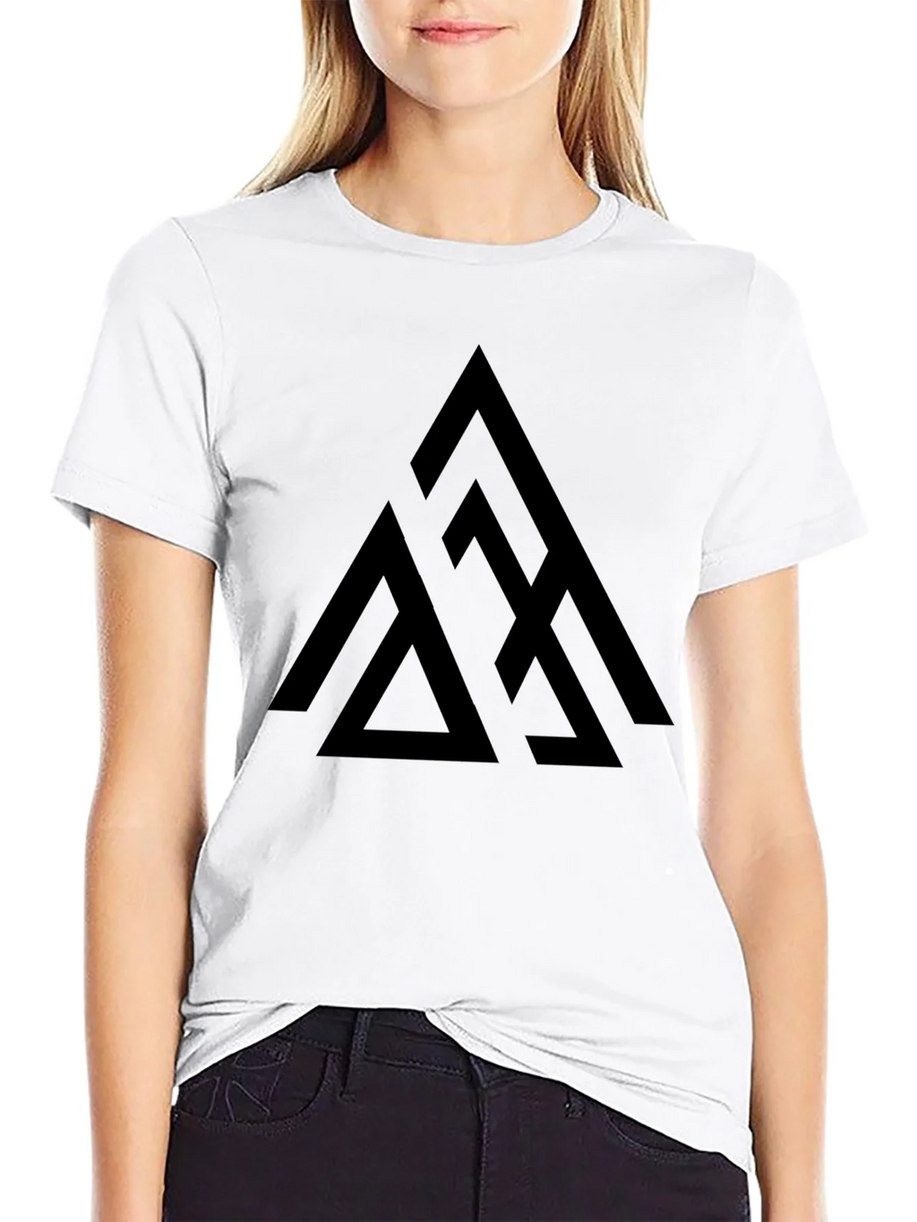 Geometric Triangle Graphic Tee - Black product image 8