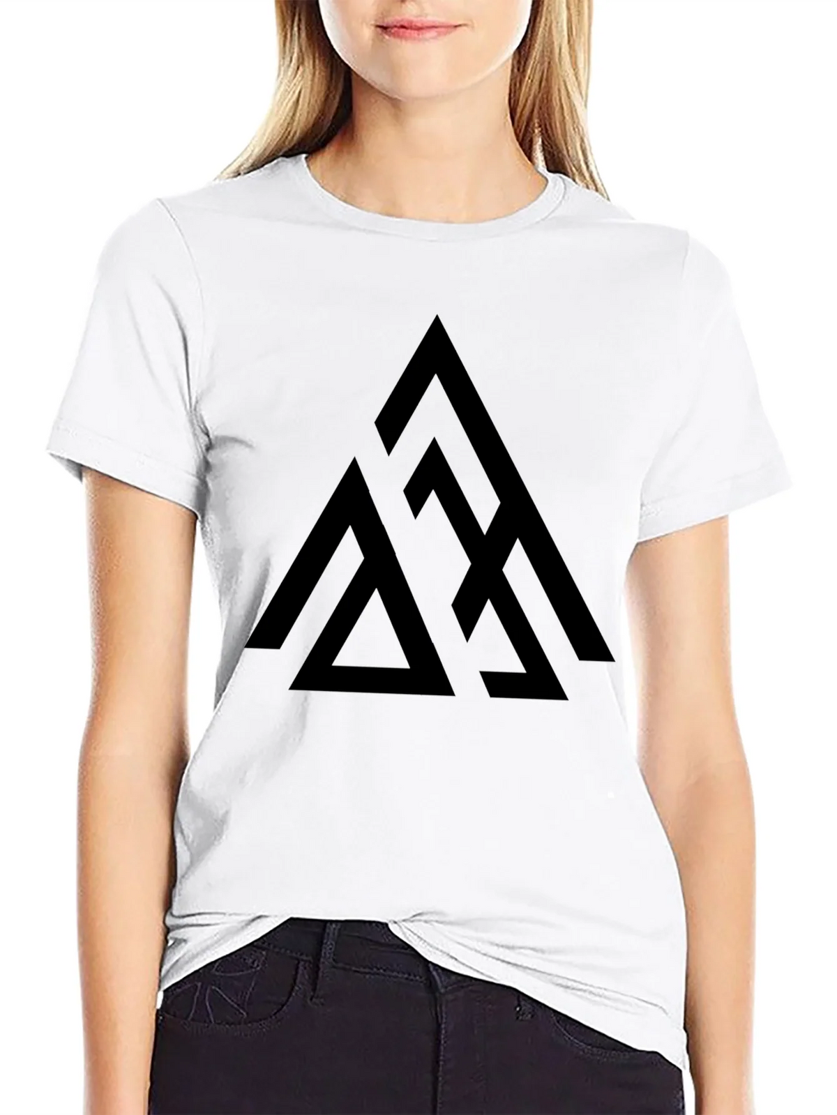 Geometric Triangle Graphic Tee - Black product image 8