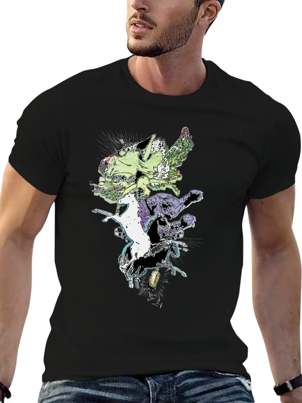Fantasy Creature T-Shirt - Black Cotton Tee product image 6
