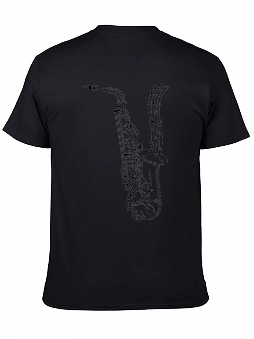 Saxophone Music Notes Graphic T-Shirt - Black product image 4