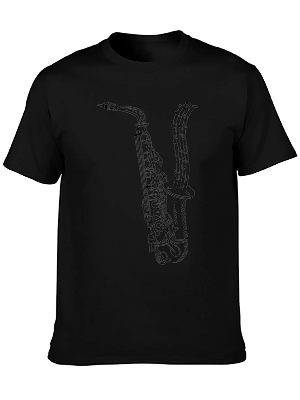 Saxophone Music Notes Graphic T-Shirt - Black product image 3
