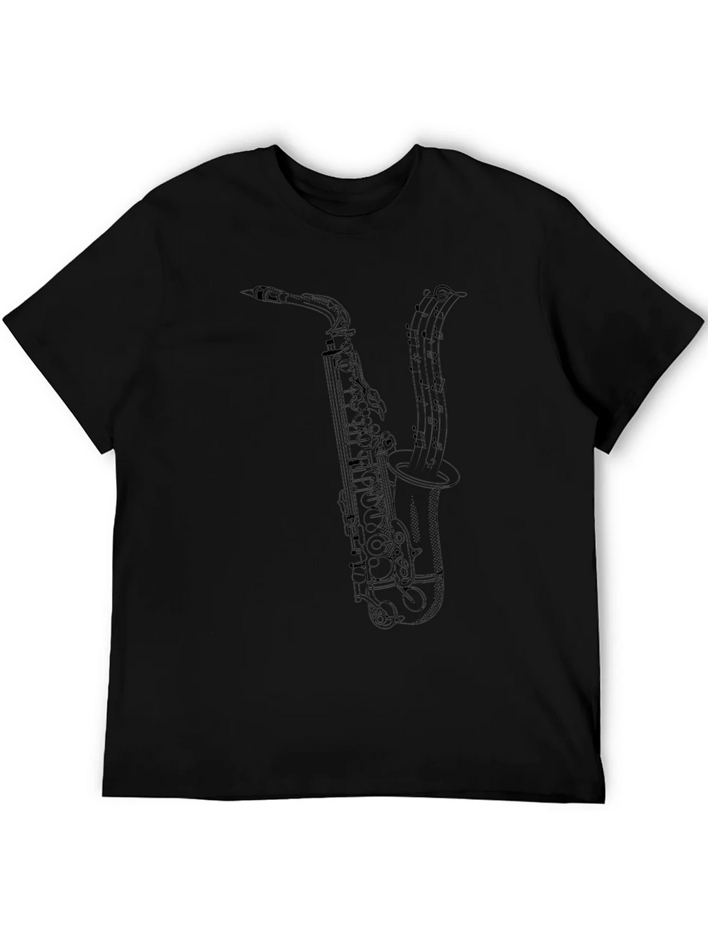 Saxophone Music Notes Graphic T-Shirt - Black product image 5