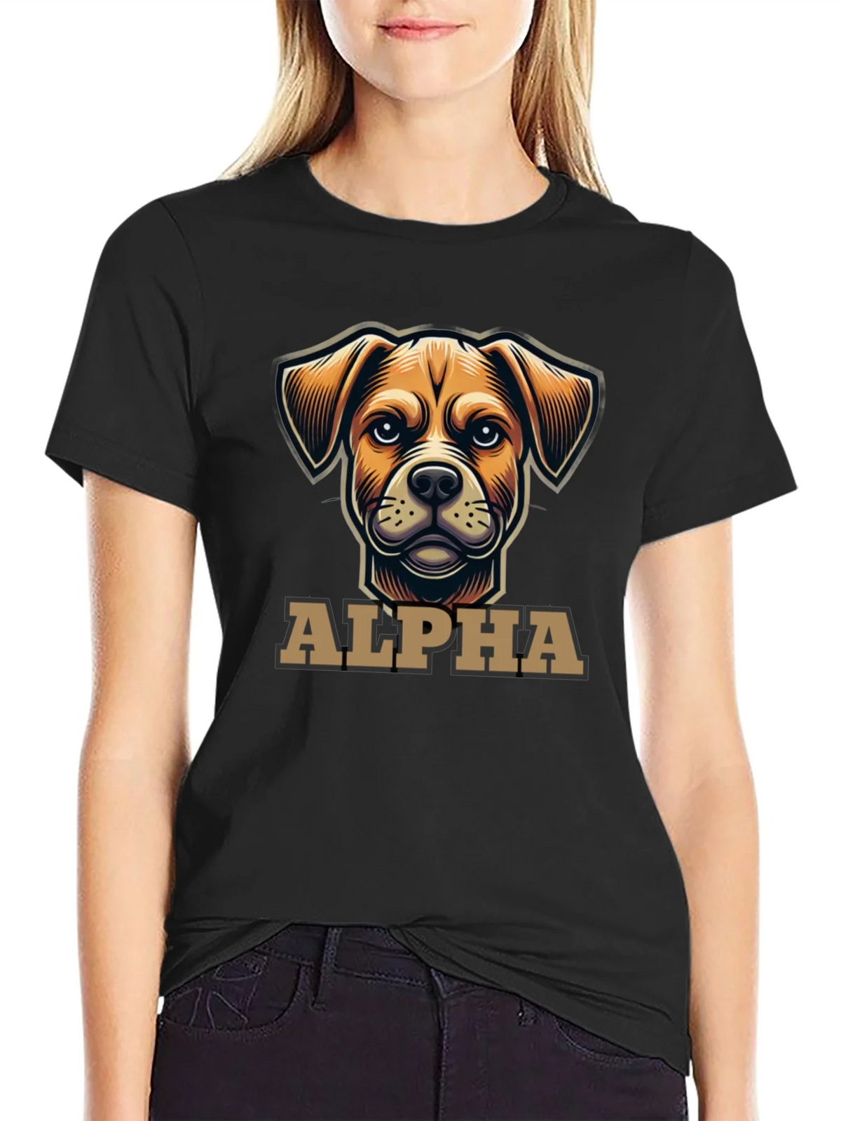 Alpha Dog Graphic T-Shirt - Black Crew Neck product image 2