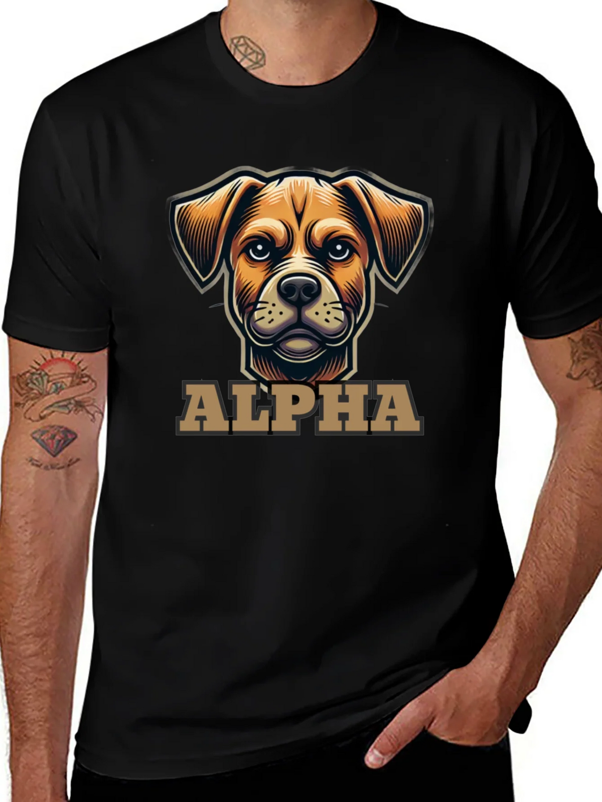 Alpha Dog Graphic T-Shirt - Black Crew Neck product image 1