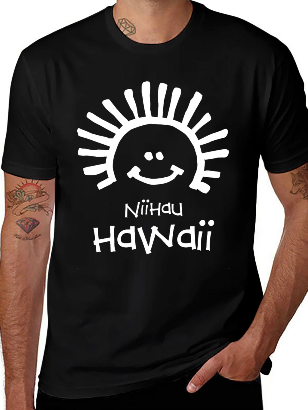 Niihau Hawaii Black Graphic T-Shirt product image 1