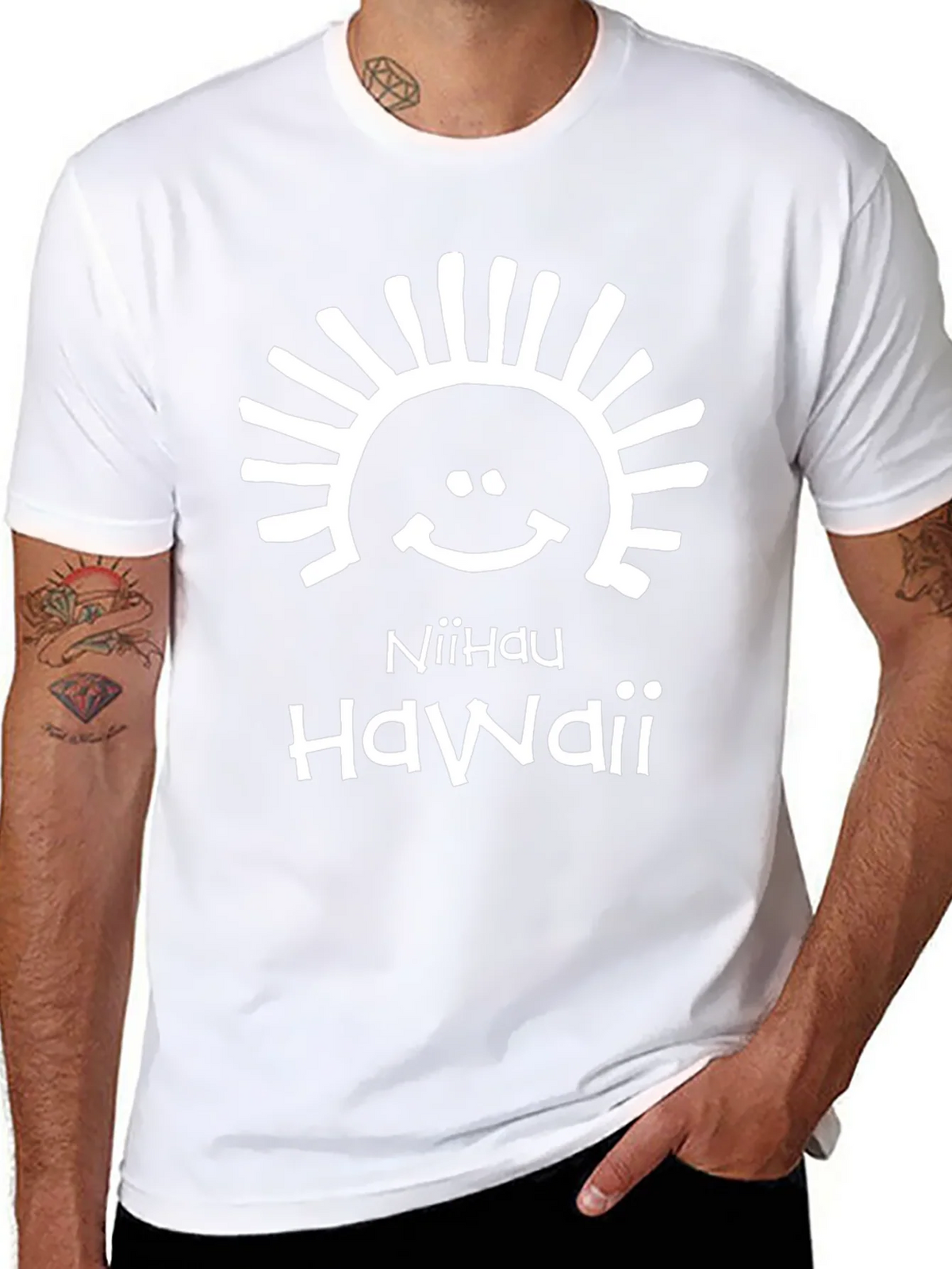 Niihau Hawaii Black Graphic T-Shirt product image 7