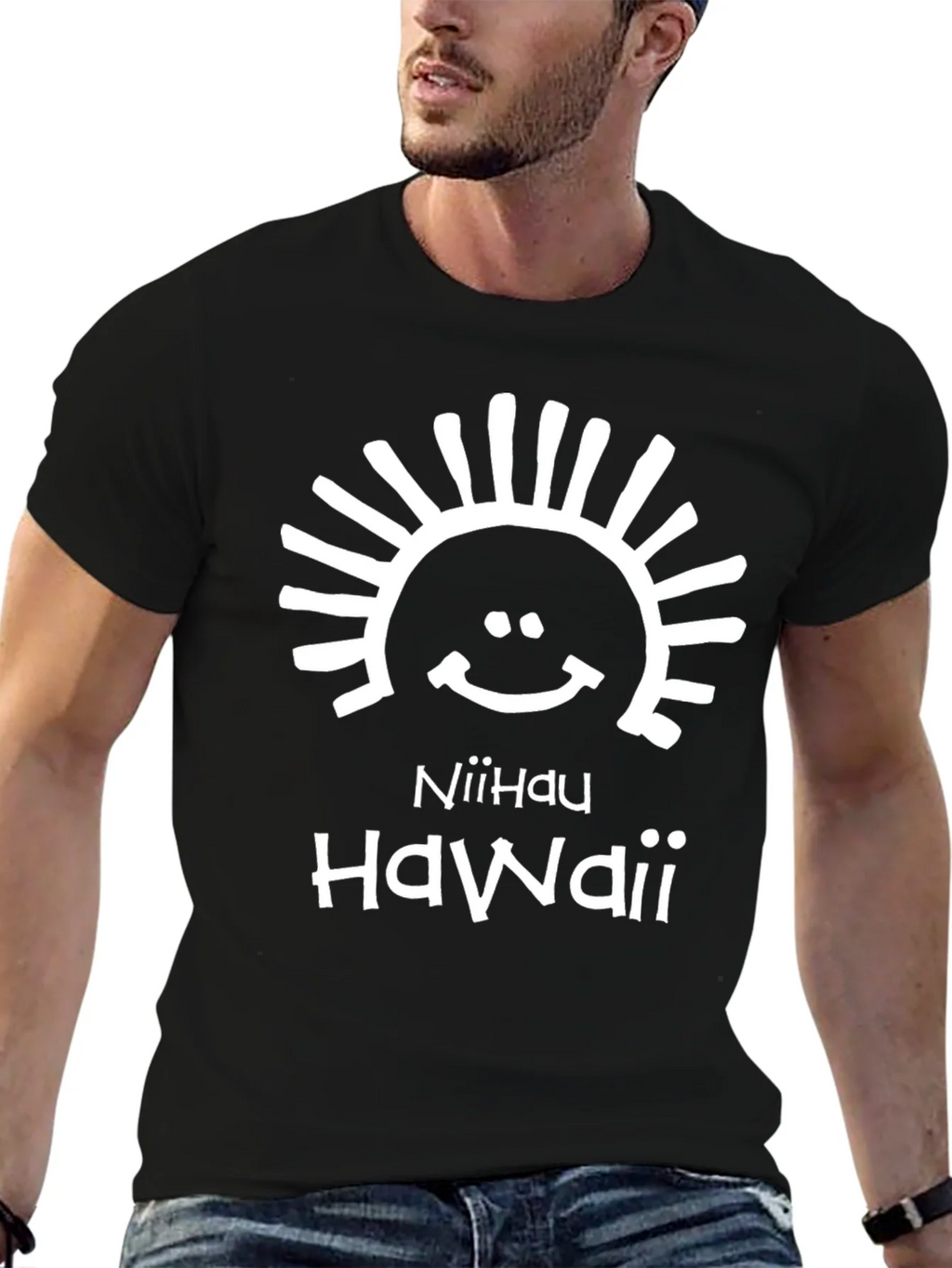 Niihau Hawaii Black Graphic T-Shirt product image 6