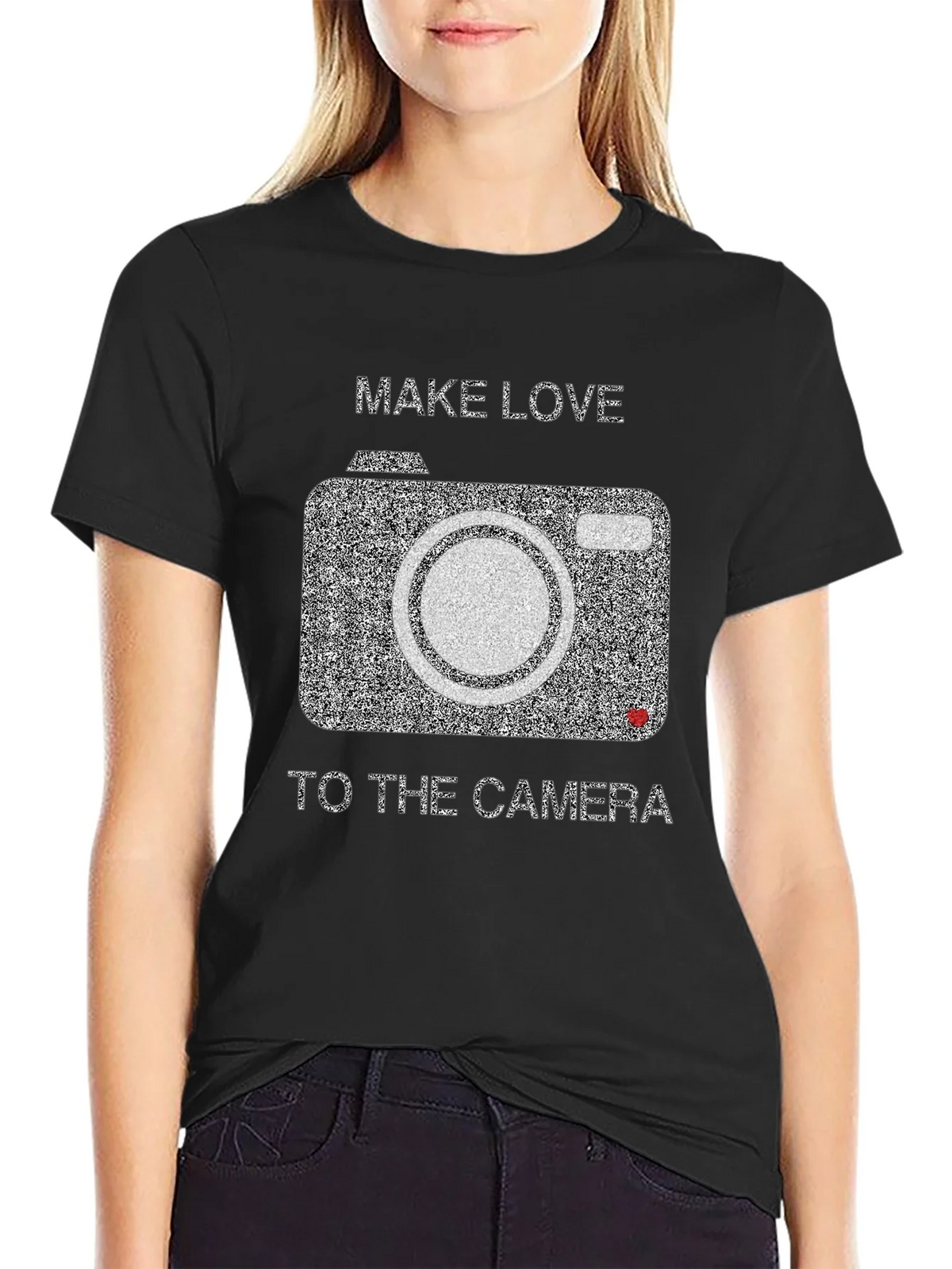 Make Love to the Camera Black Graphic Tee product image 2