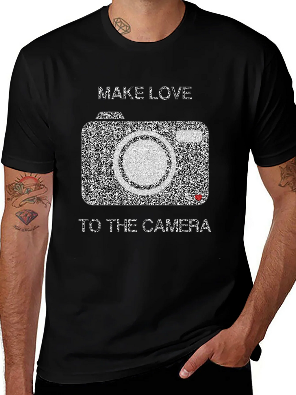 Make Love to the Camera Black Graphic Tee product image 1