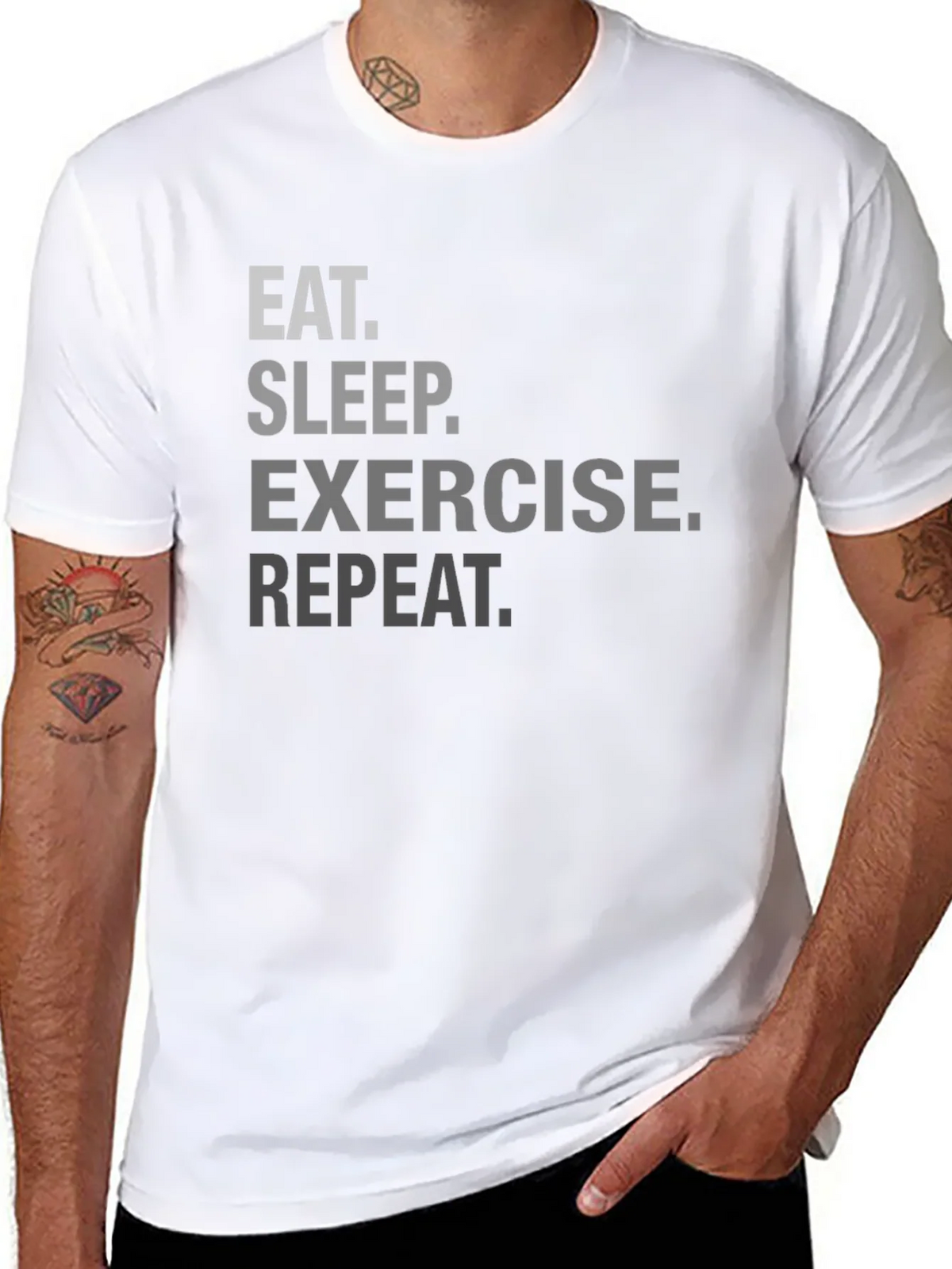 Eat Sleep Exercise Repeat Graphic Tee product image 7