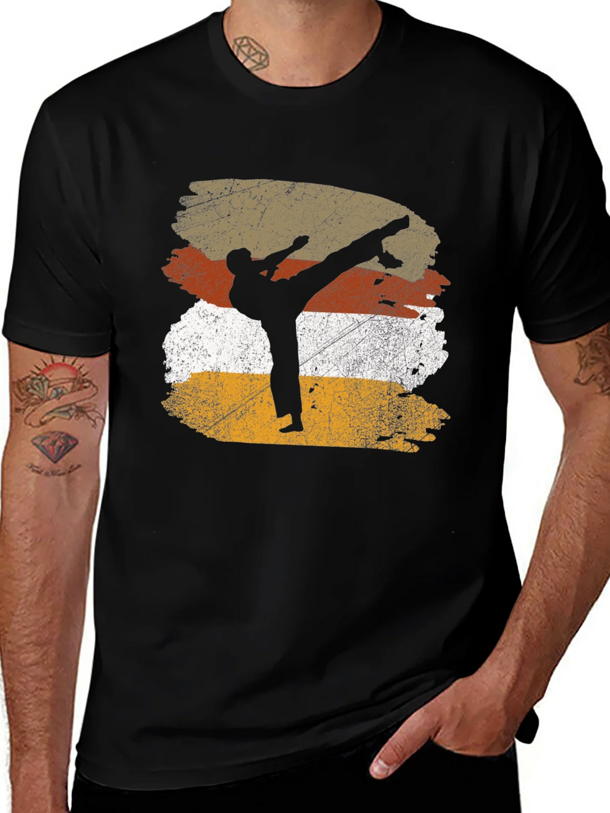 Martial Arts Silhouette Graphic Tee - Black product image 1