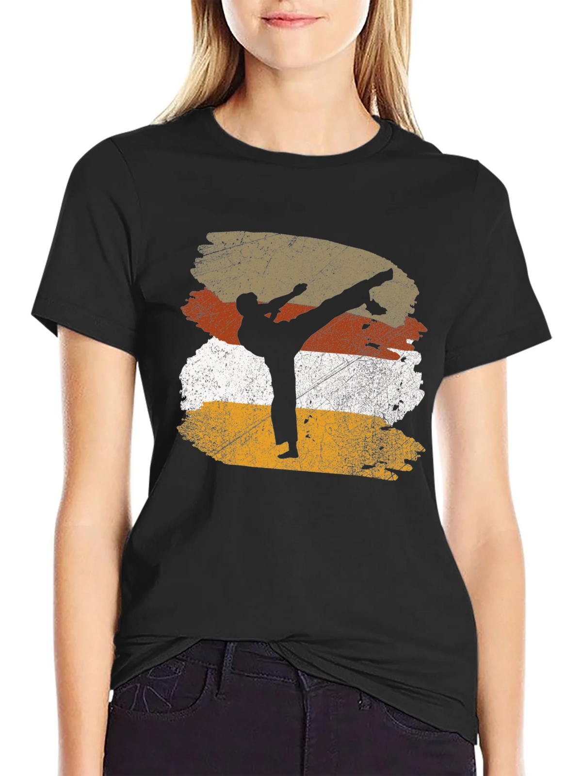 Martial Arts Silhouette Graphic Tee - Black product image 2