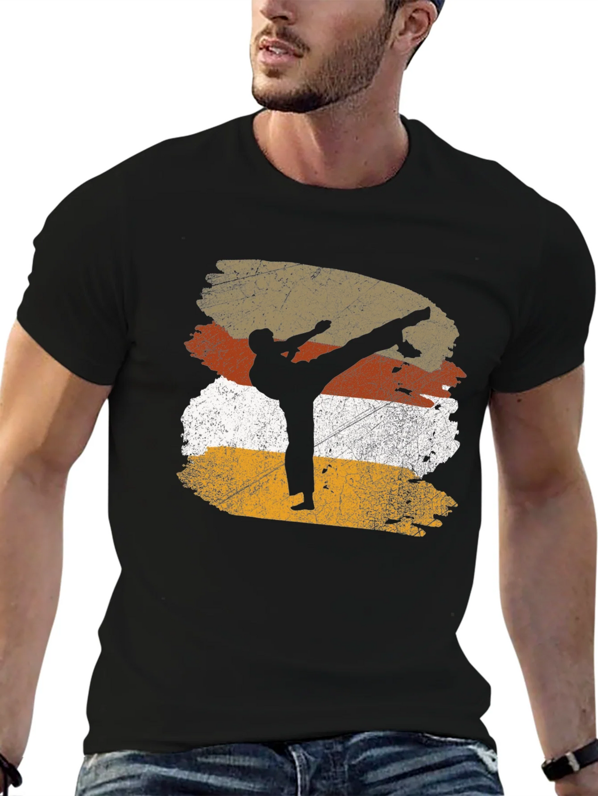 Martial Arts Silhouette Graphic Tee - Black product image 6
