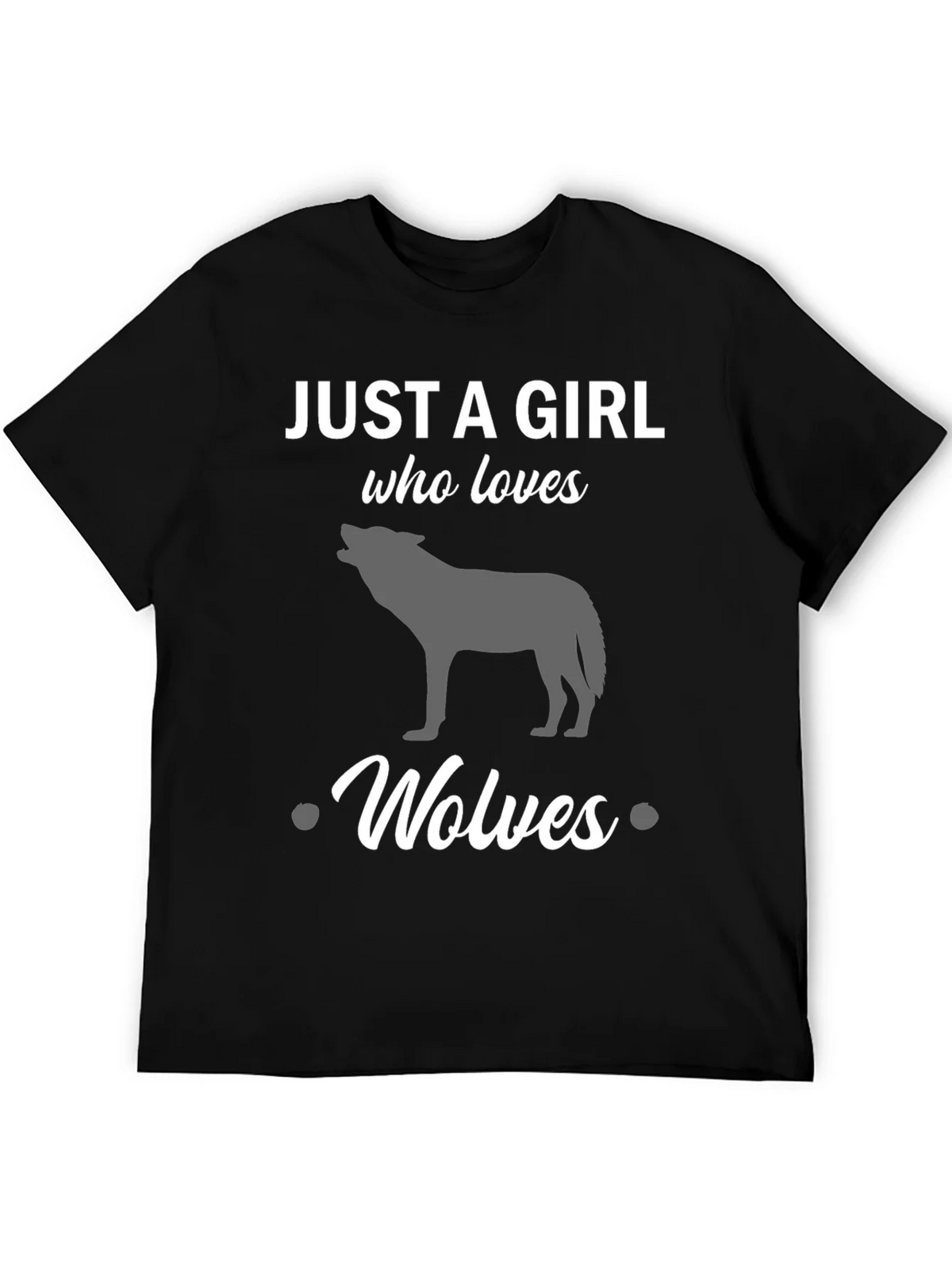 Just a Girl Who Loves Wolves Black T-Shirt product image 5