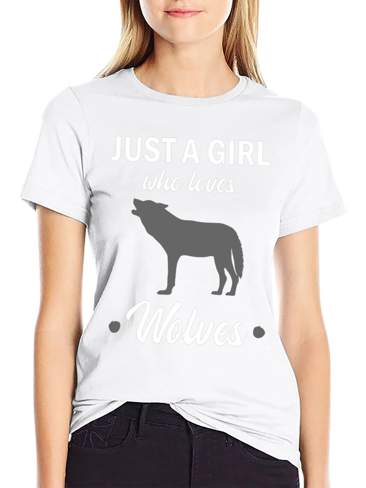 Just a Girl Who Loves Wolves Black T-Shirt product image 8