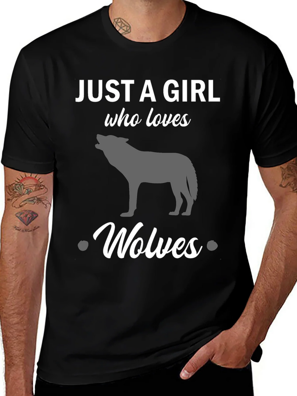 Just a Girl Who Loves Wolves Black T-Shirt product image 1