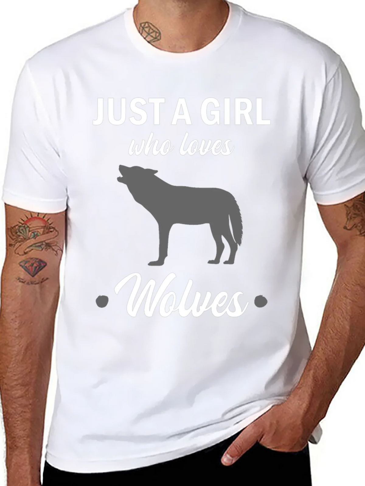 Just a Girl Who Loves Wolves Black T-Shirt product image 7