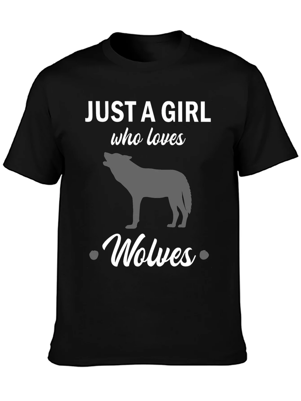 Just a Girl Who Loves Wolves Black T-Shirt product image 3