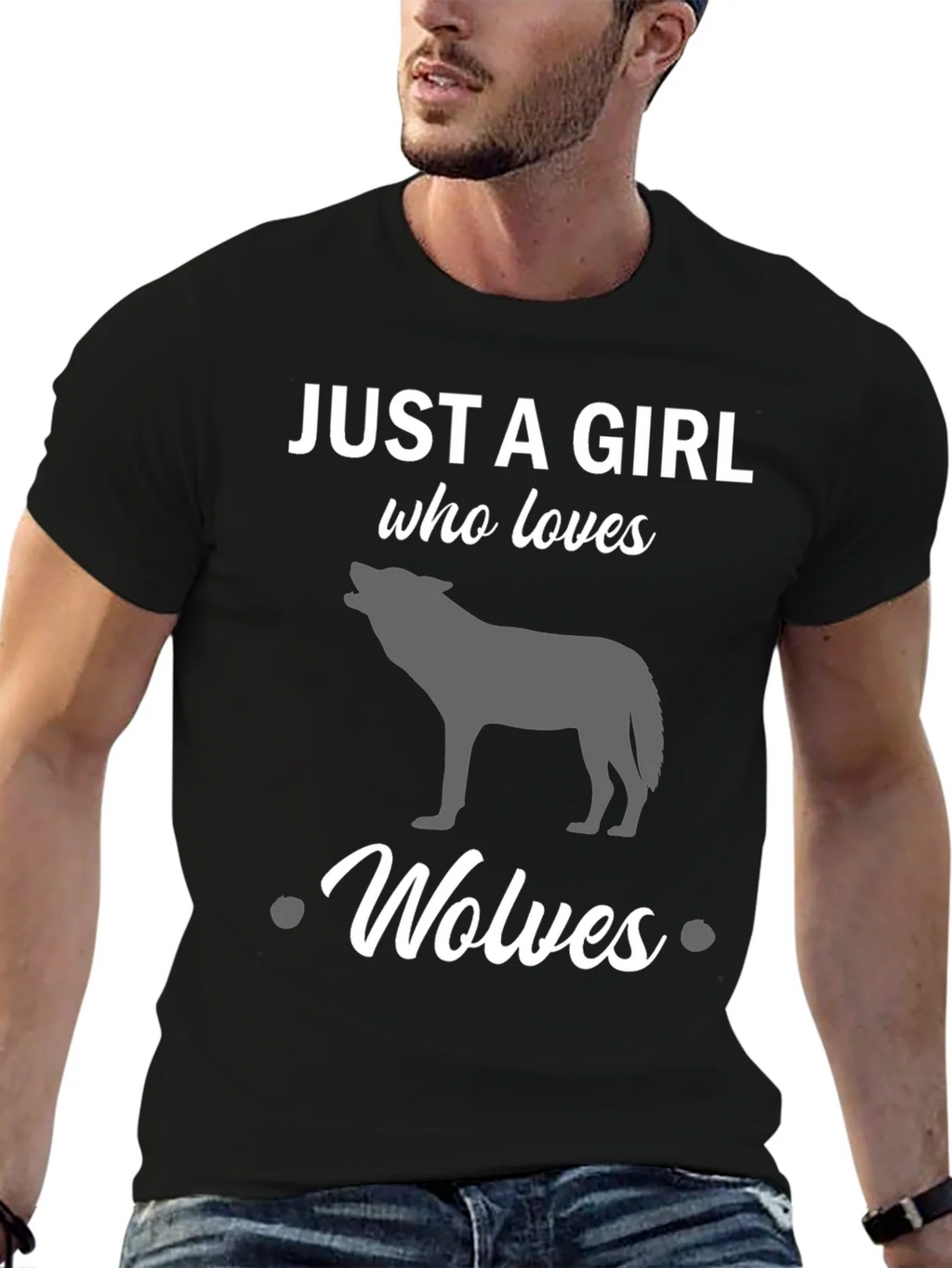 Just a Girl Who Loves Wolves Black T-Shirt product image 6