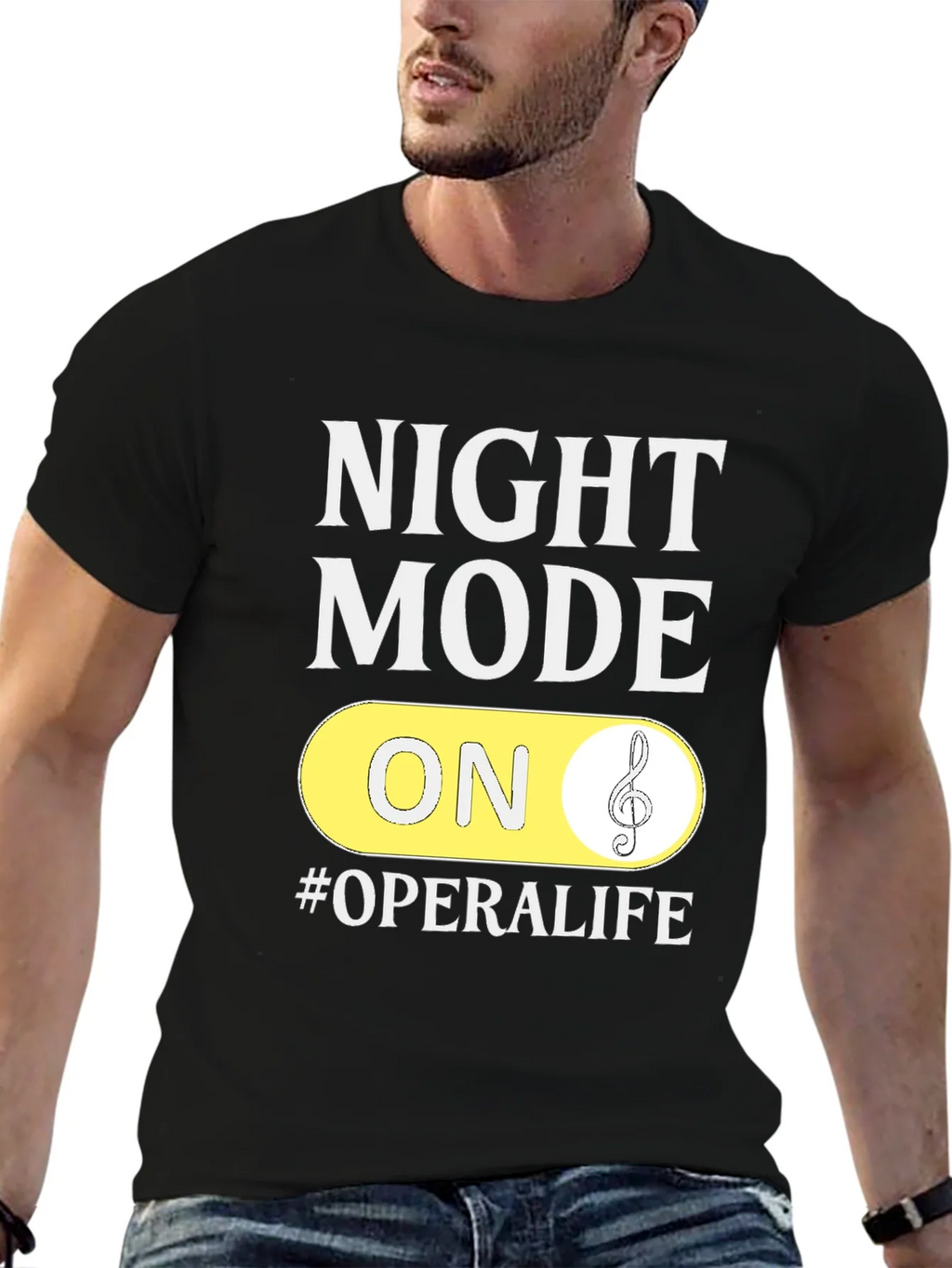 Night Mode On #OperaLife Black T-Shirt product image 6
