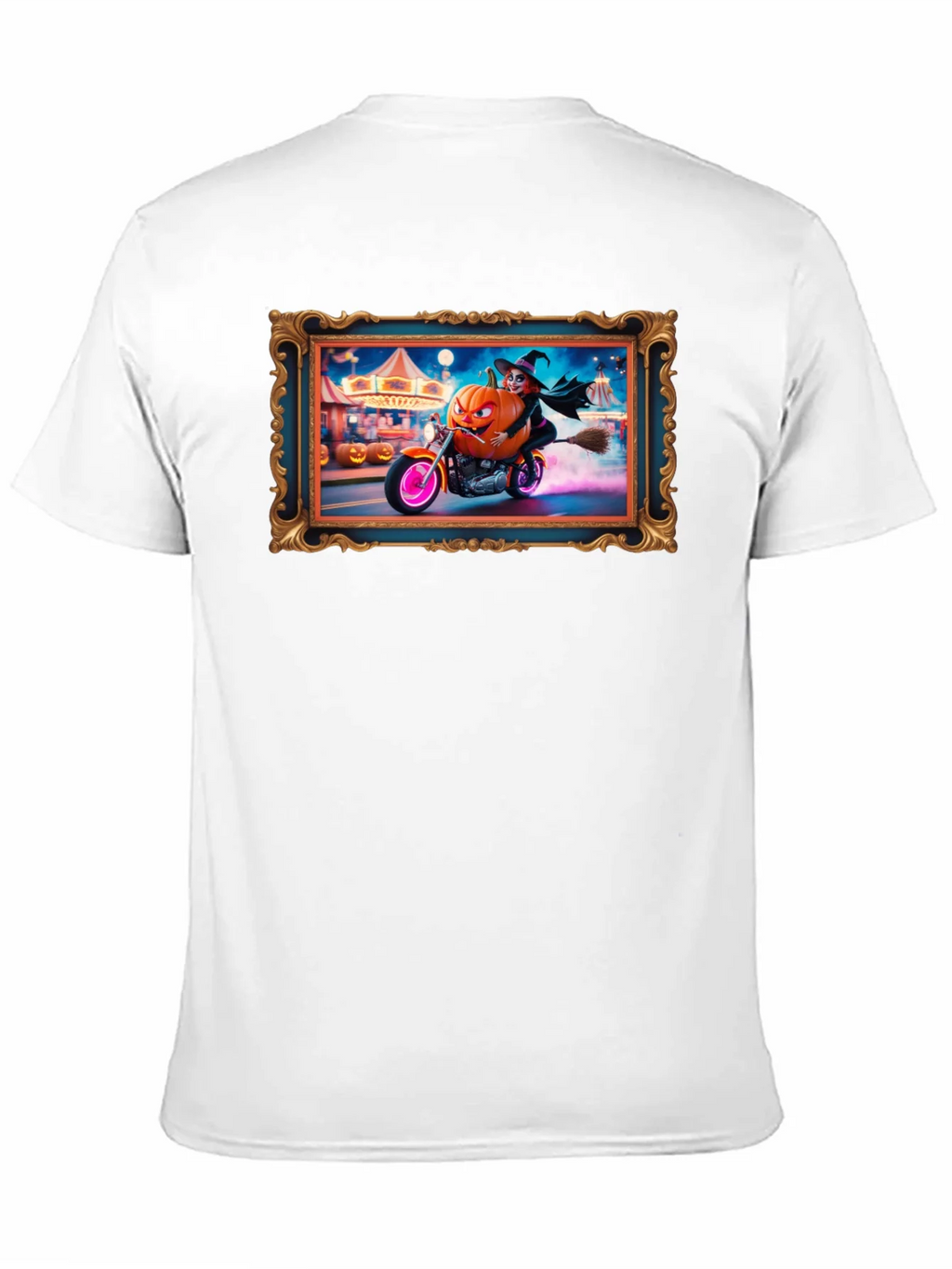 Halloween Witch Pumpkin Motorcycle T-Shirt product image 10