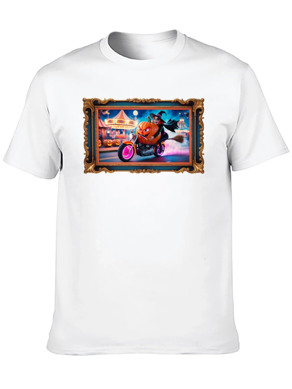 Halloween Witch Pumpkin Motorcycle T-Shirt product image 9