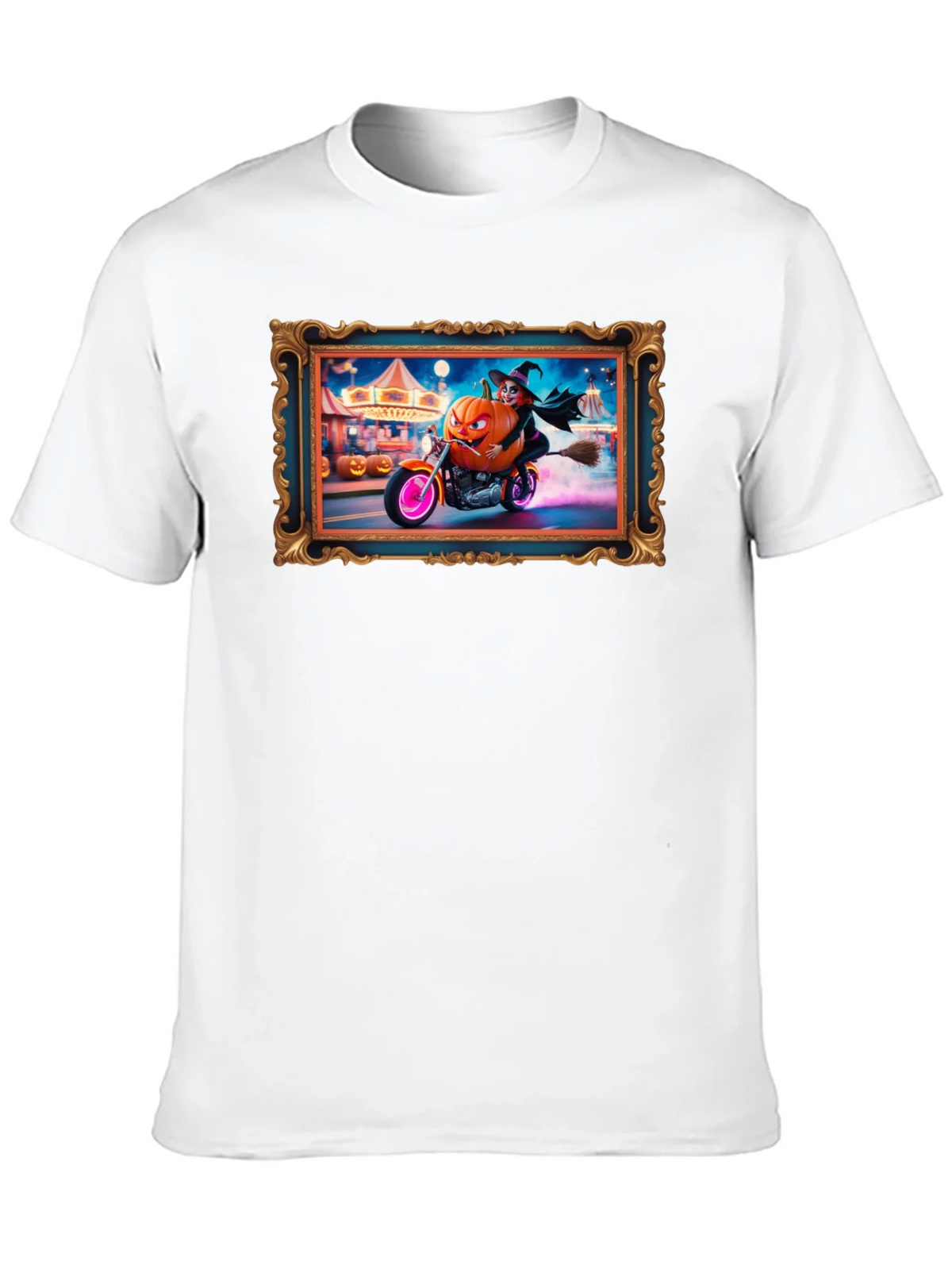 Halloween Witch Pumpkin Motorcycle T-Shirt product image 9