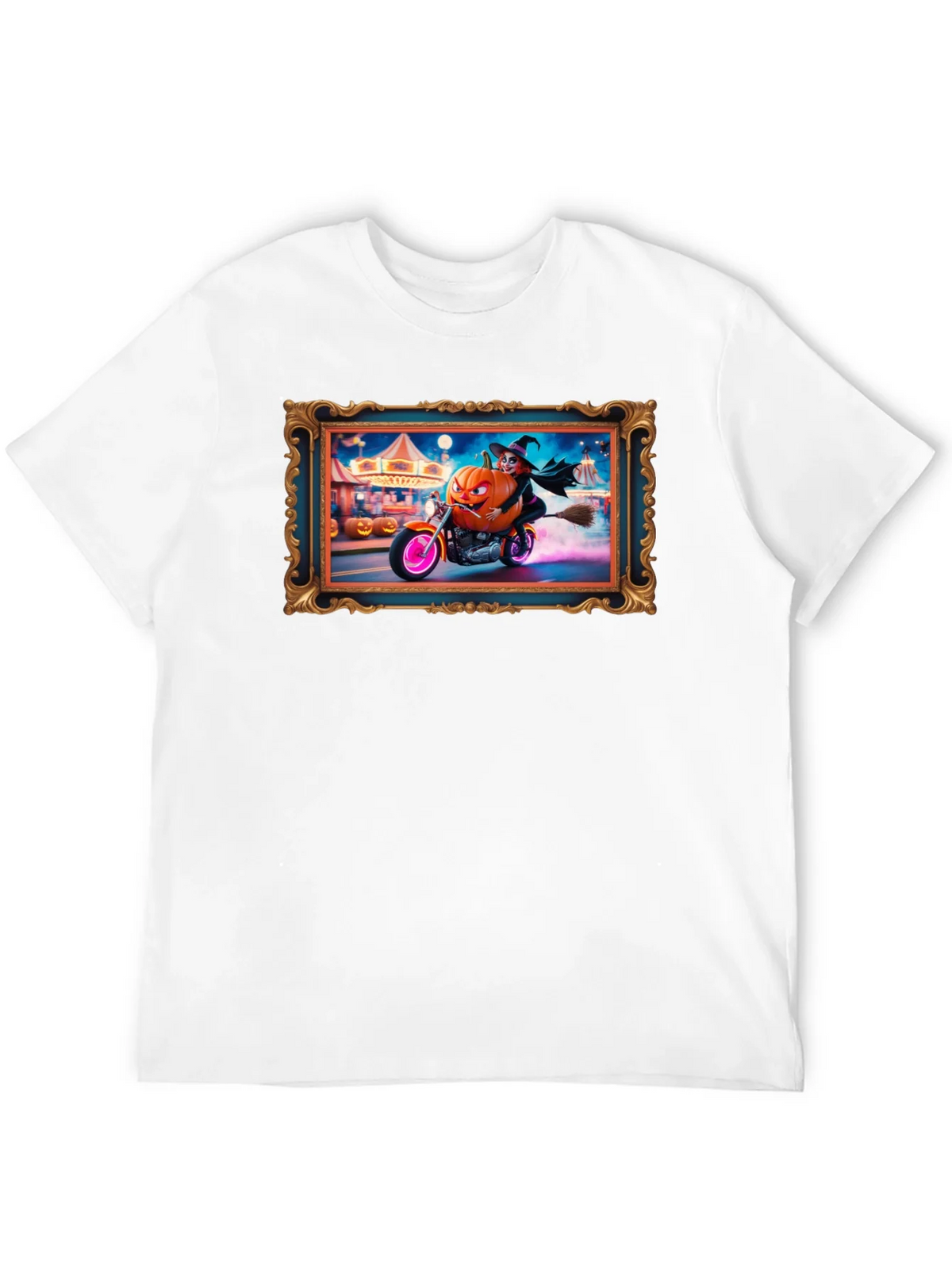 Halloween Witch Pumpkin Motorcycle T-Shirt product image 11