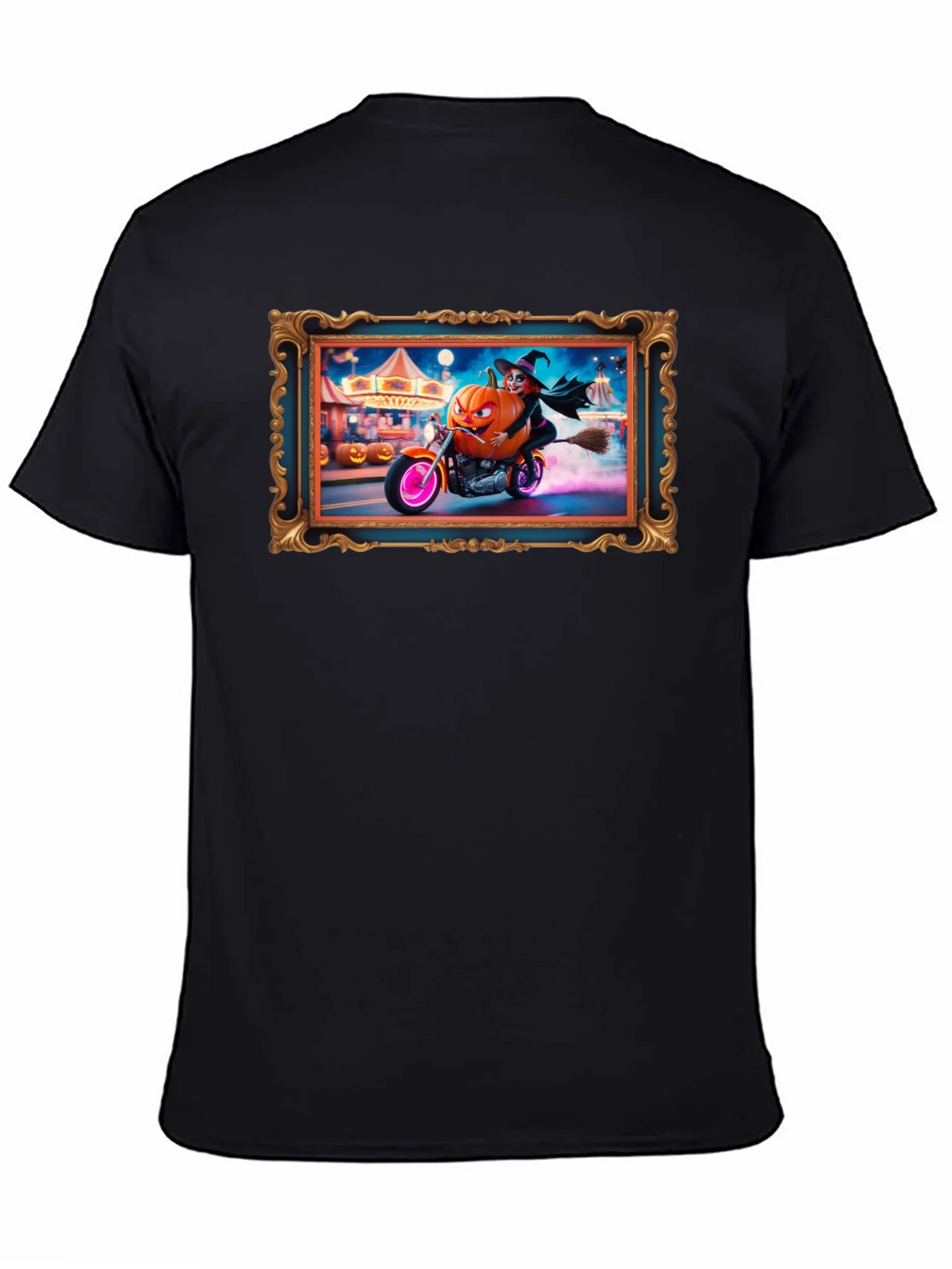 Halloween Witch Pumpkin Motorcycle T-Shirt product image 4