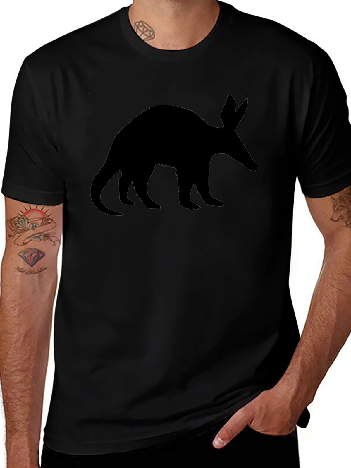 Aardvark Silhouette Tee - Black Cotton Casual Wear product image 1