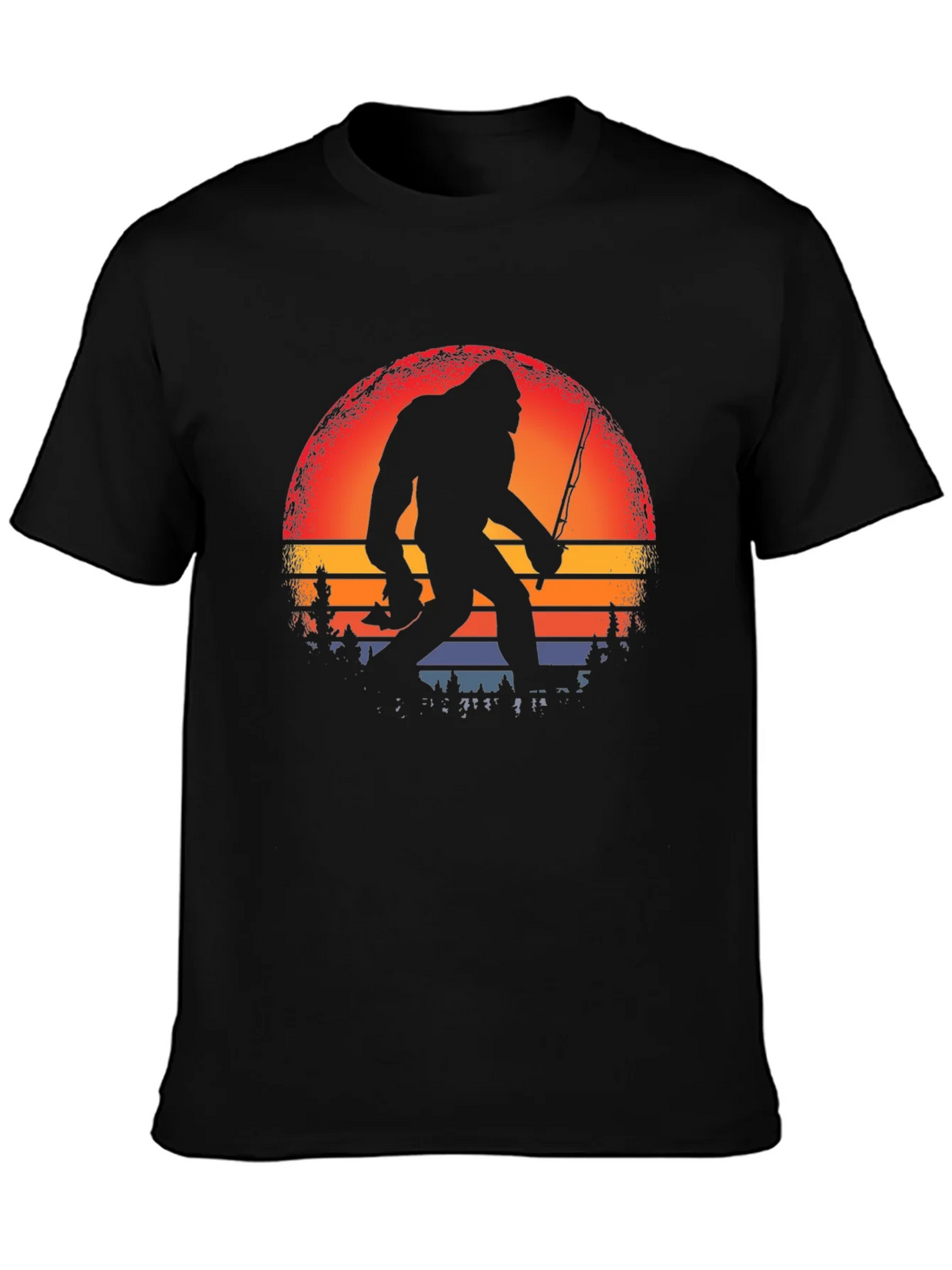 Bigfoot Fishing Sunset Graphic Tee product image 3