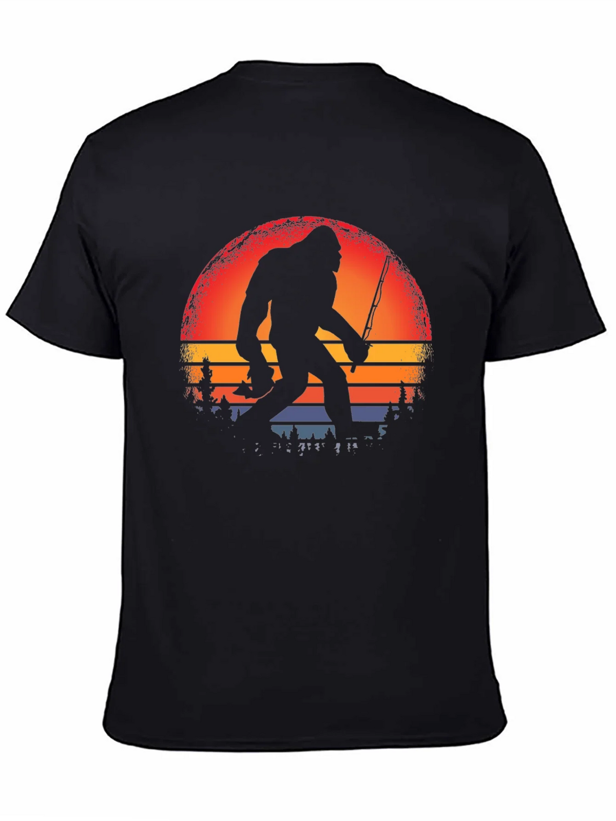 Bigfoot Fishing Sunset Graphic Tee product image 4