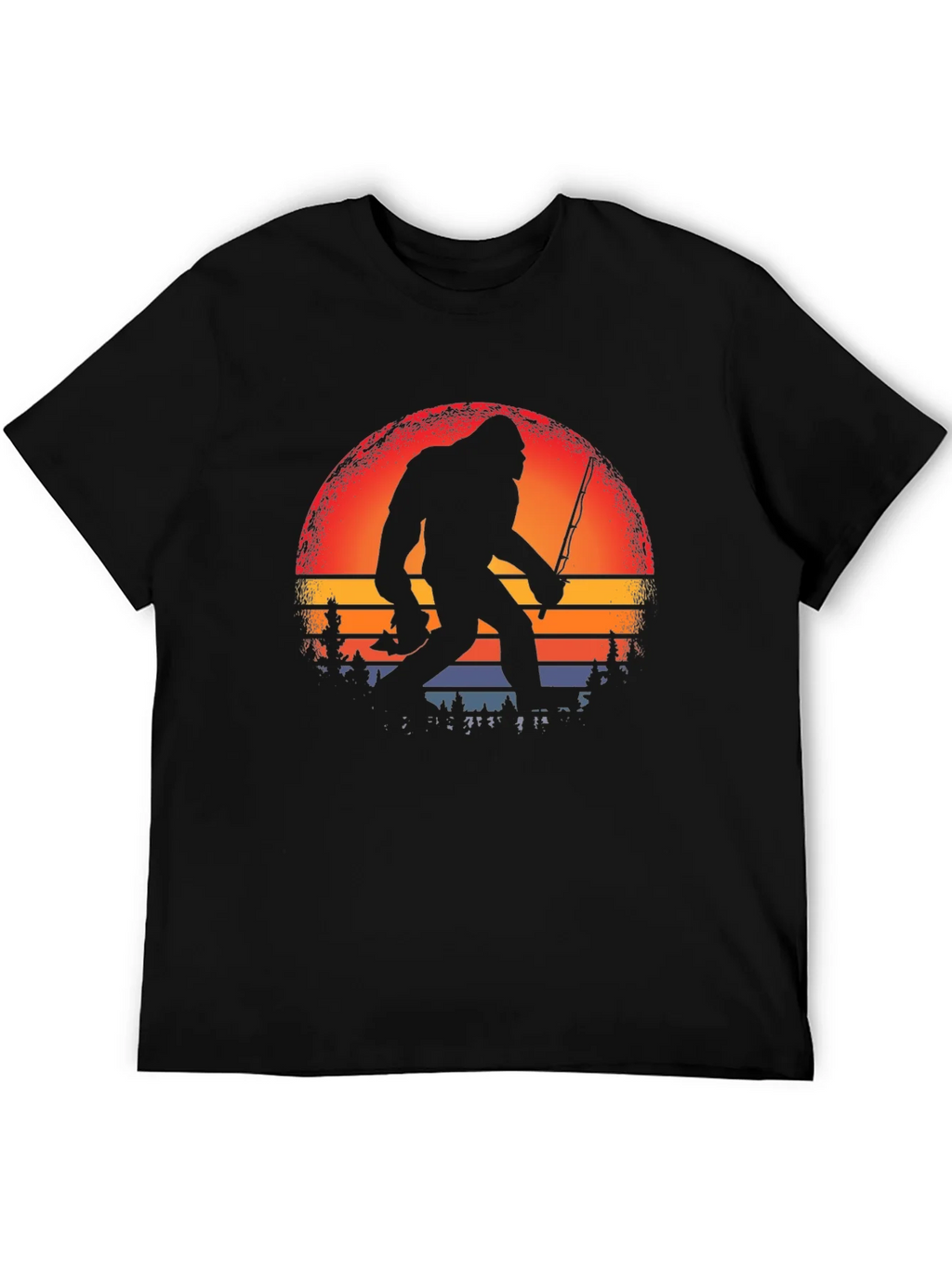 Bigfoot Fishing Sunset Graphic Tee product image 5