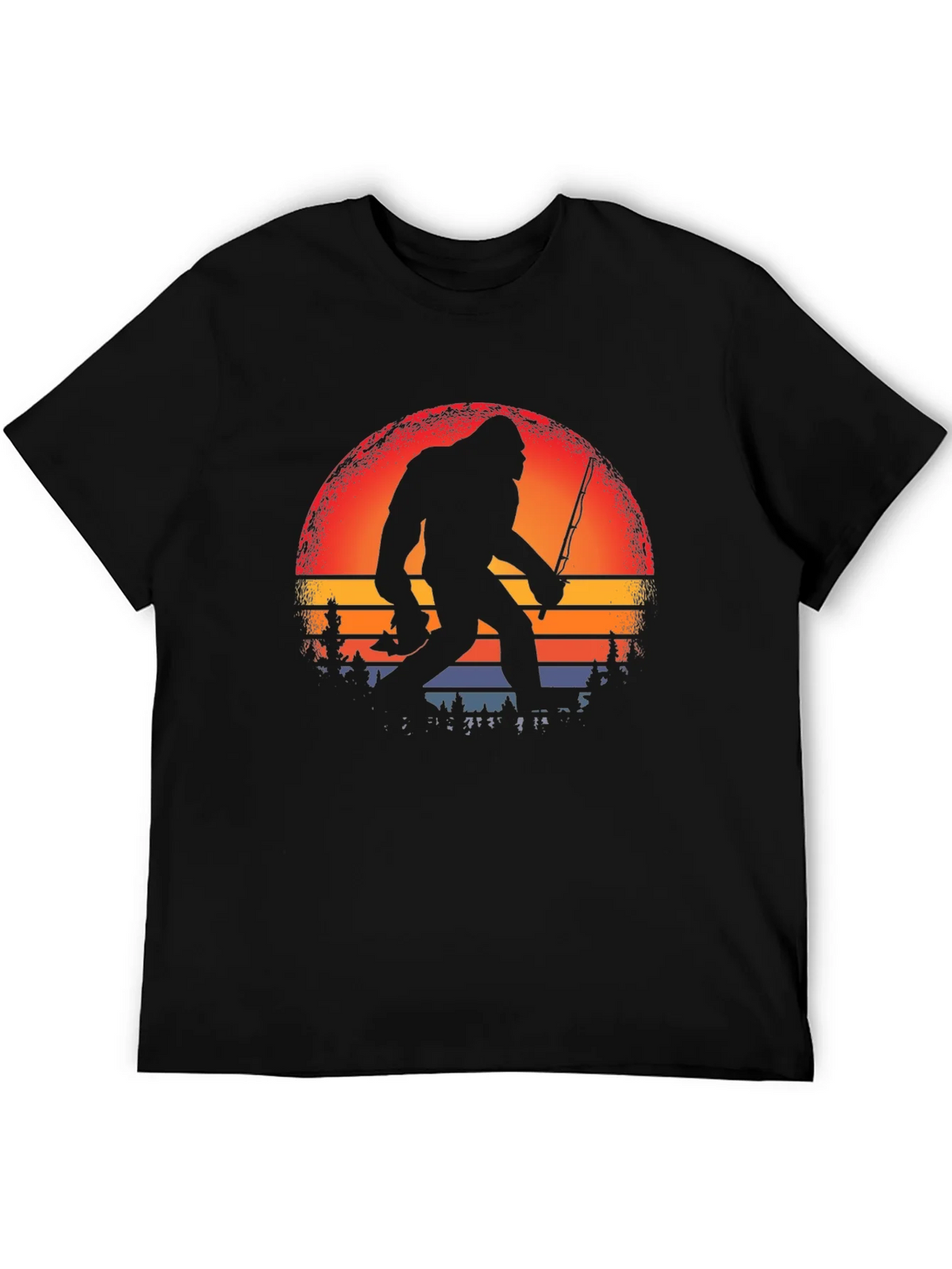 Bigfoot Fishing Sunset Graphic Tee product image 5