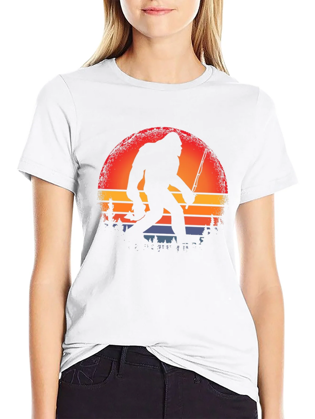 Bigfoot Fishing Sunset Graphic Tee product image 8
