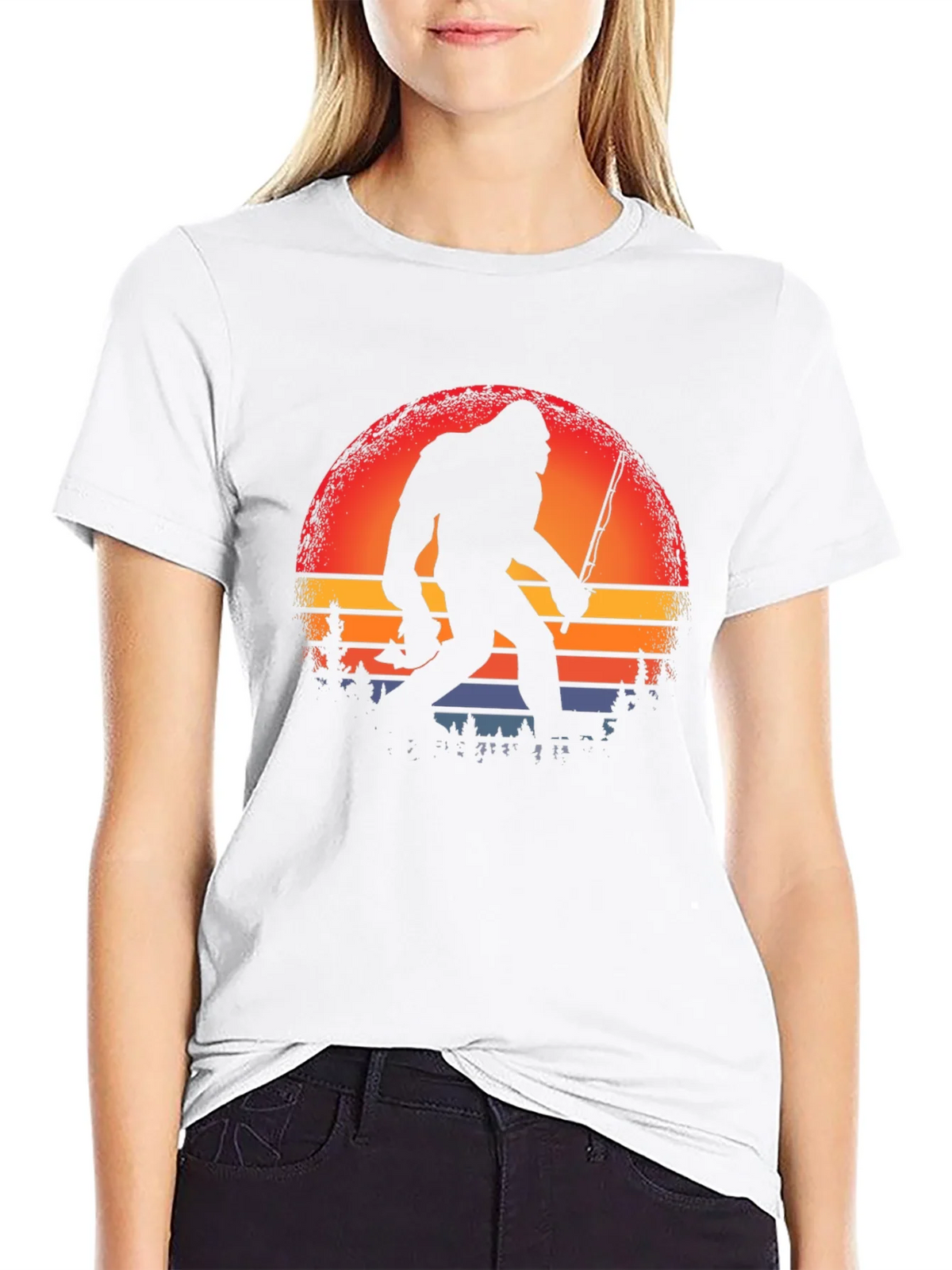 Bigfoot Fishing Sunset Graphic Tee product image 8