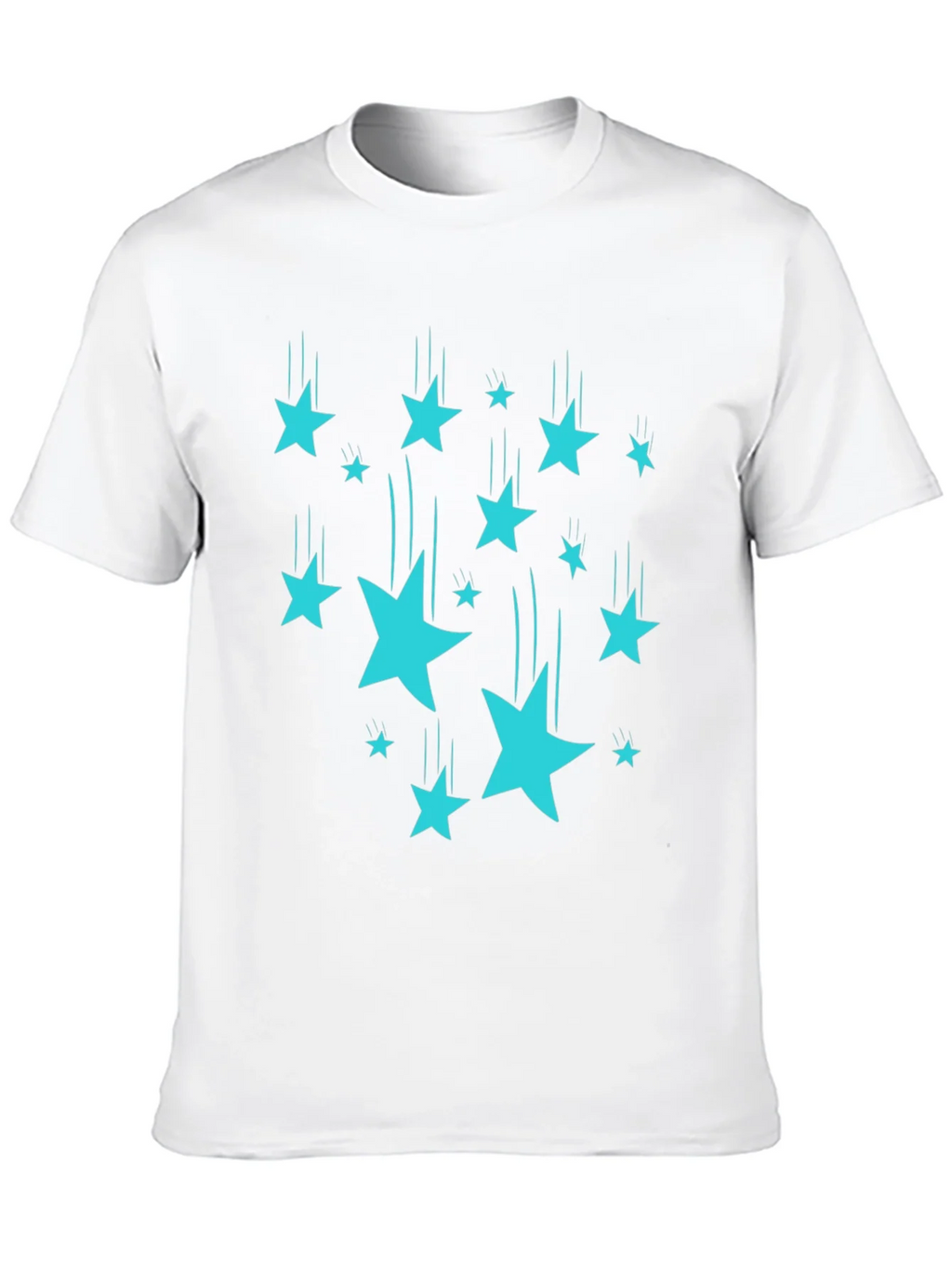 Stylish Black T-Shirt with Turquoise Falling Stars product image 9