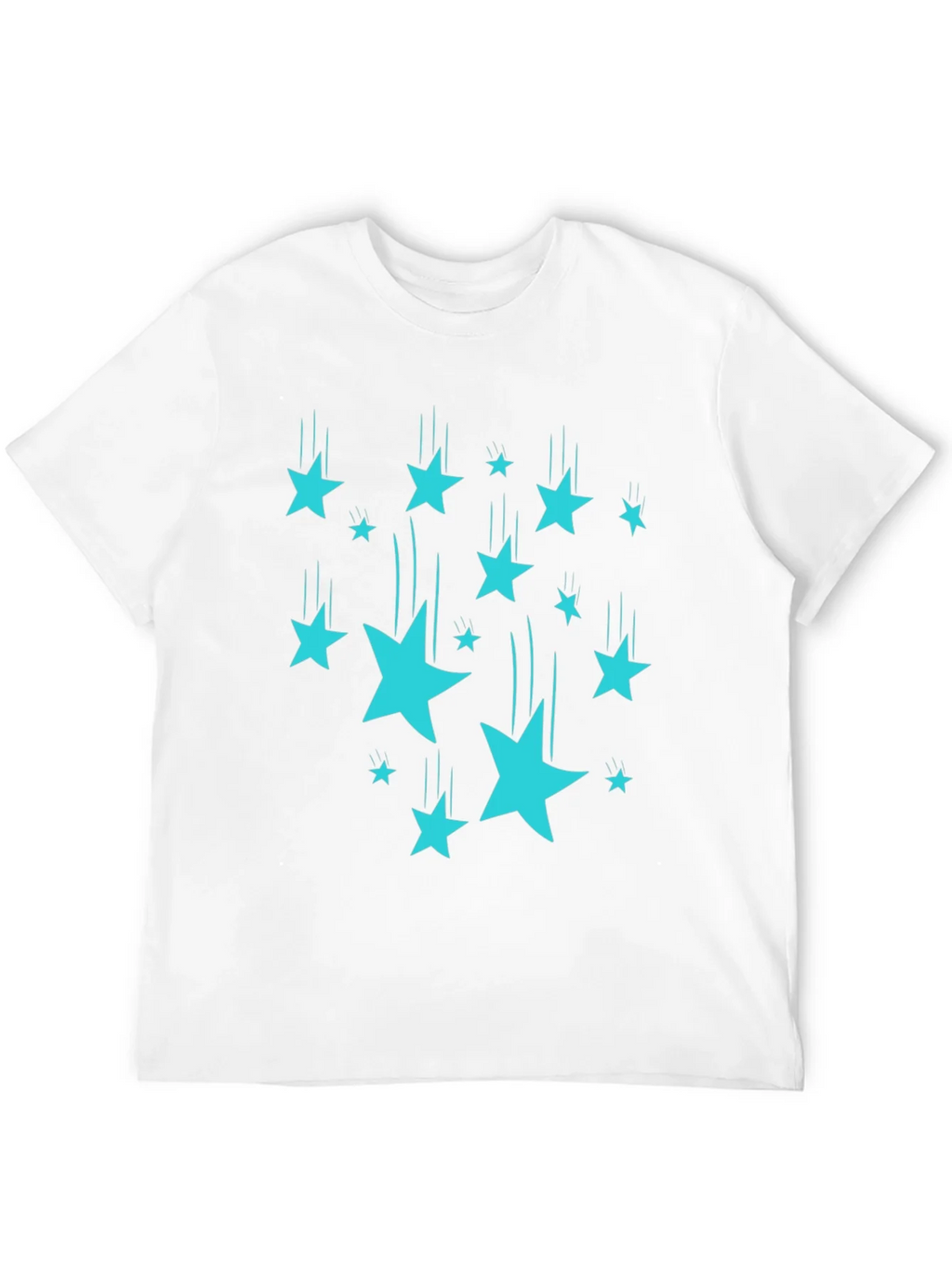 Stylish Black T-Shirt with Turquoise Falling Stars product image 11