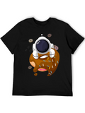 Astronaut Donut T-Shirt - Black Cotton Tee product image 1