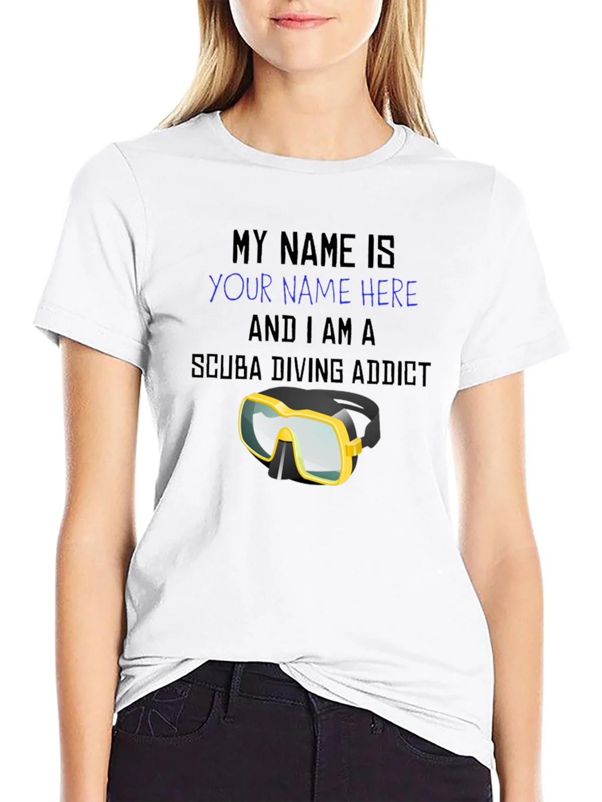 Scuba Diving Addict T-Shirt - Personalized Dive Mask Design product image 8