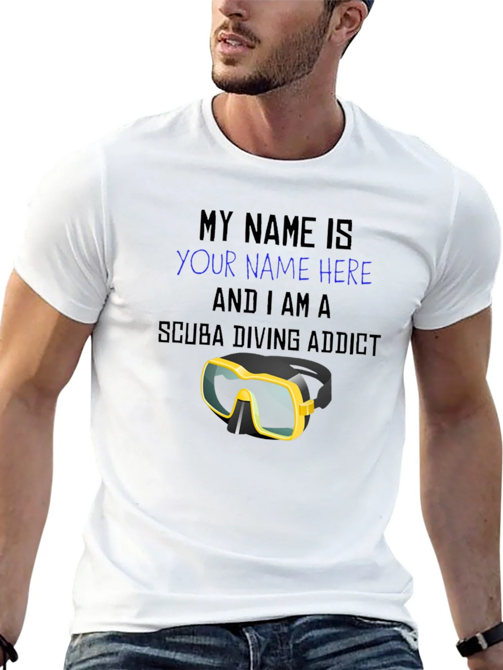 Scuba Diving Addict T-Shirt - Personalized Dive Mask Design product image 12