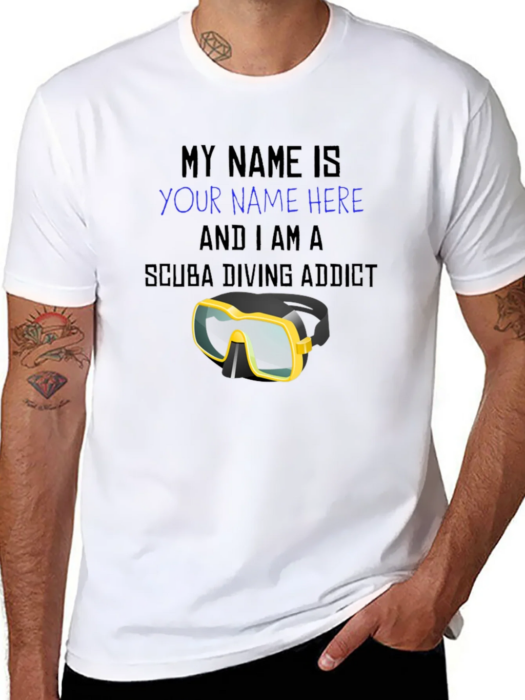 Scuba Diving Addict T-Shirt - Personalized Dive Mask Design product image 7