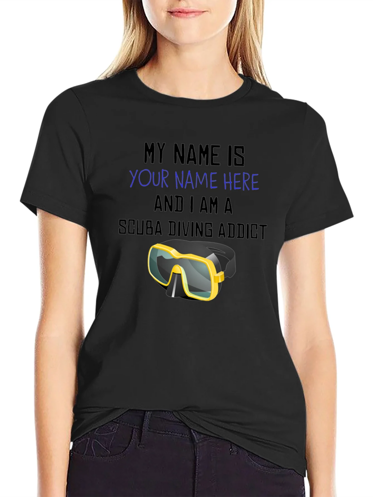 Scuba Diving Addict T-Shirt - Personalized Dive Mask Design product image 2