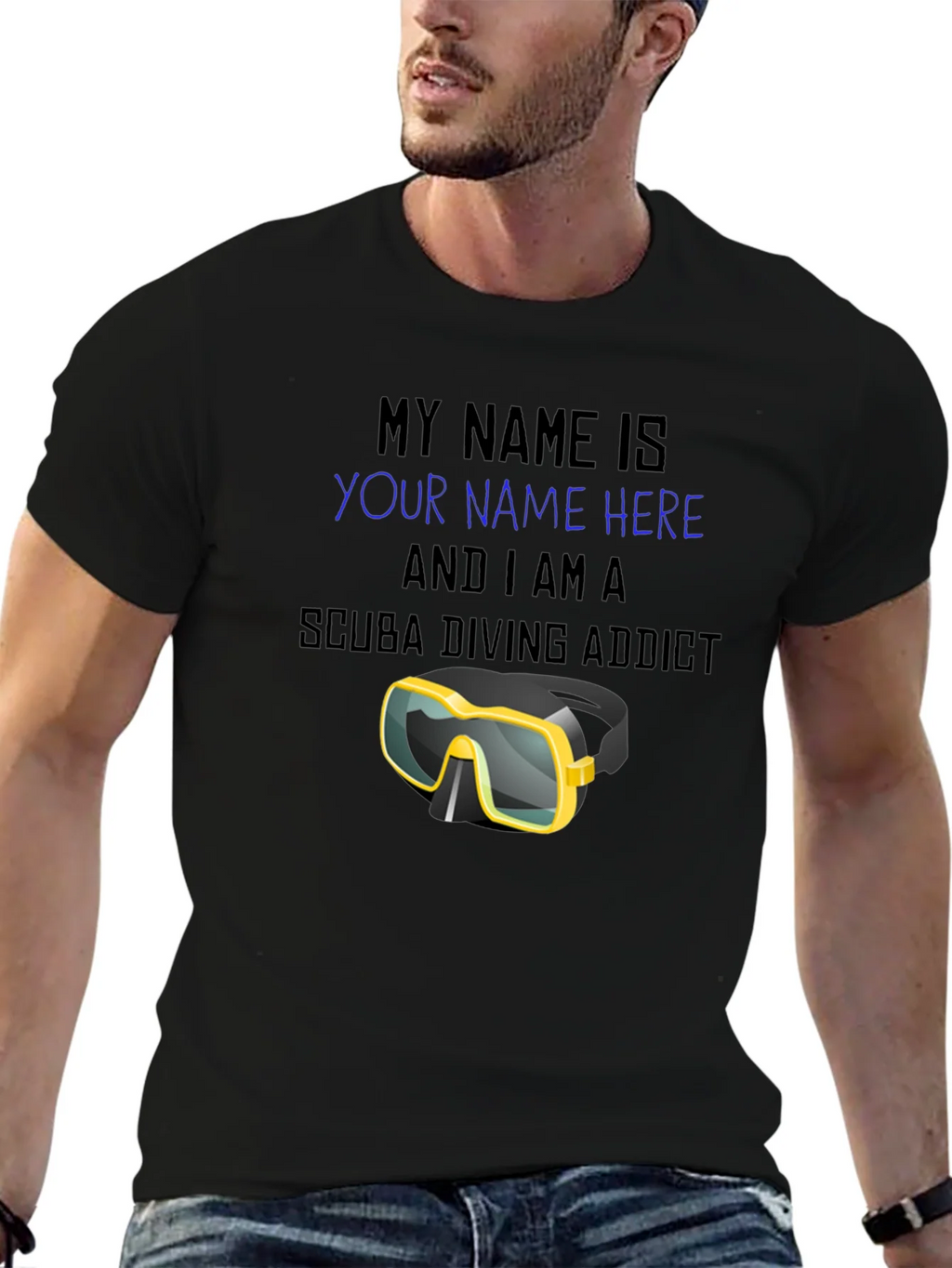 Scuba Diving Addict T-Shirt - Personalized Dive Mask Design product image 6